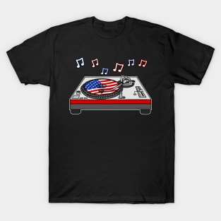 4th July DJ USA Flag Music Producer T-Shirt